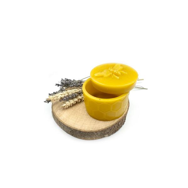 Dekorative Dose mit Bienenmotiv aus 100 % Bienenwachs – Handgegossen & Naturbelassen